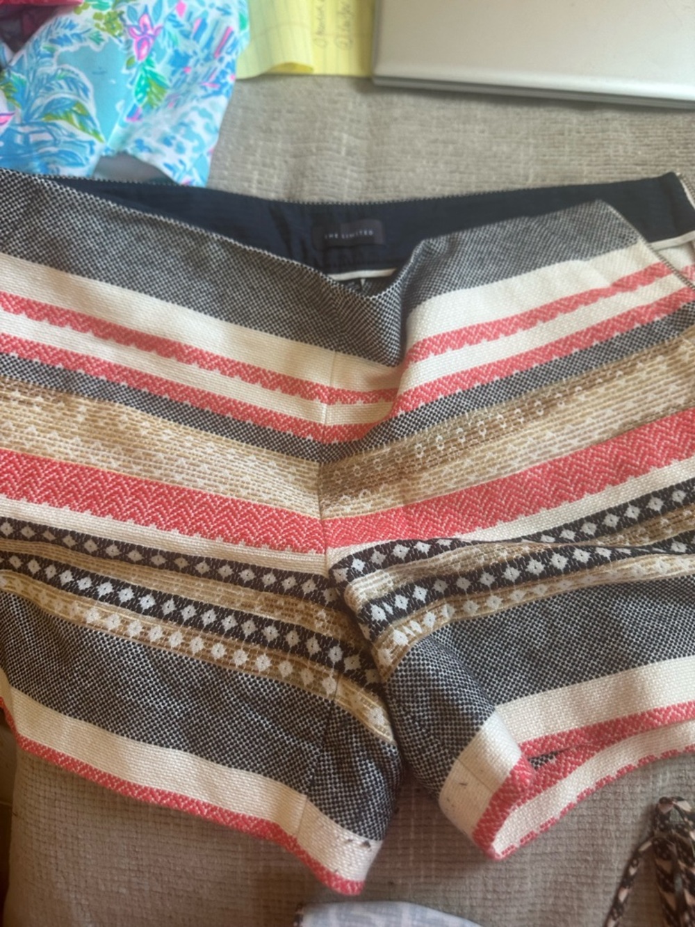 The Limited Striped Shorts in Red, Black, Cream, Tan